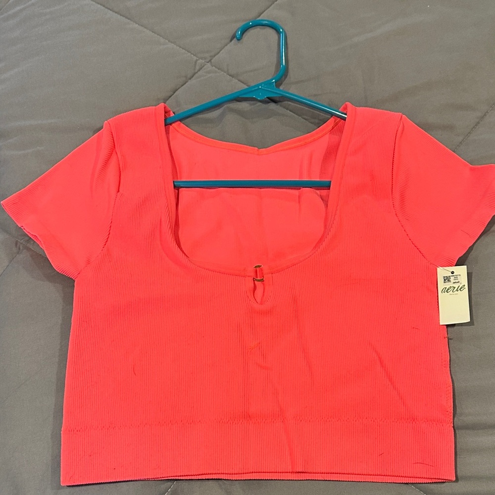 Aerie Bright Coral Crop Top